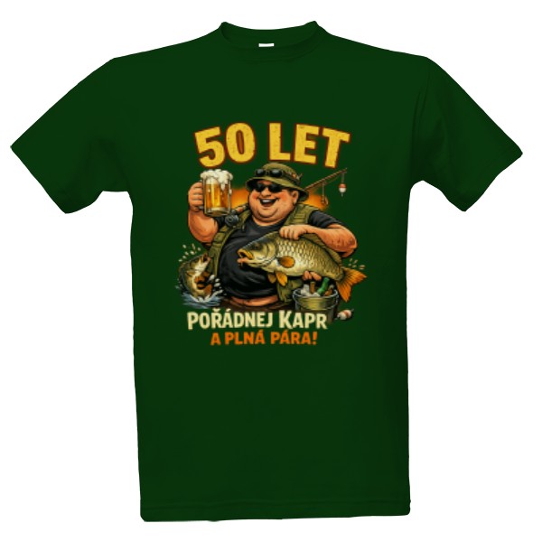 Tričko s potiskem rybář 50 let narozeniny